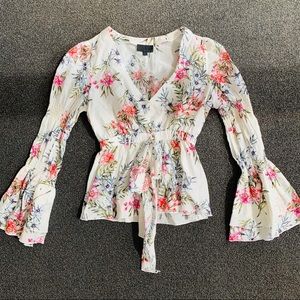 Intermix Floral Bell Sleeve Top